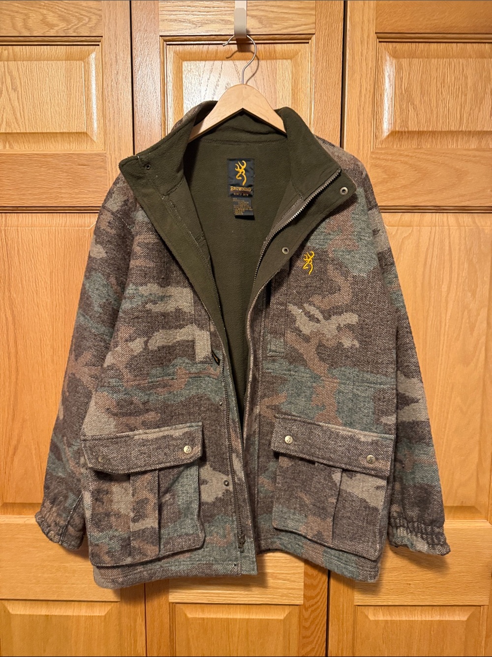 Browning Camouflage Wool-Blend Jacket with Olive Interior Hunting medium